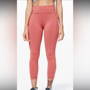 EUC Lululemon In Movement Tight 25” Everlux, Rustic Coral Size 10